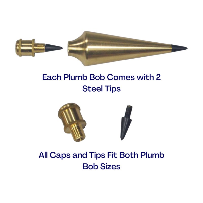 AWF PRO Plumb Bob Kit - 16 oz and 8 oz Solid Brass Plumb Bobs, 14 ft Retractable Line Reel with Magnetic Base, 2 Pencils, Pencil Sharpener, Carrying Case - Image 4